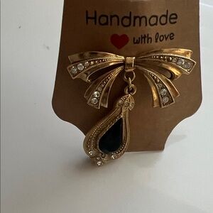 ‼️ 5/$25‼️Elegant Gold and Black Handmade Bow Brooch